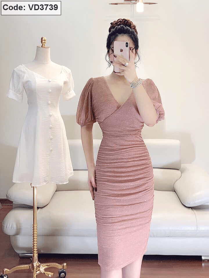 Váy kem dài kim tuyến CHLOE – Hizu Dress Up