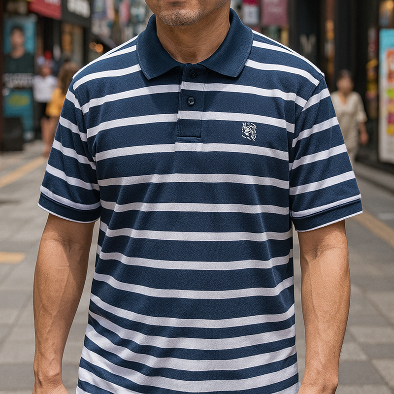 Mua sỉ áo Thun Polo Sọc Ngang Nam Cổ Phối Bo Thêu Logo Mua sỉ áo Thun Polo Sọc Ngang Nam Cổ Phối Bo Thêu Logo
