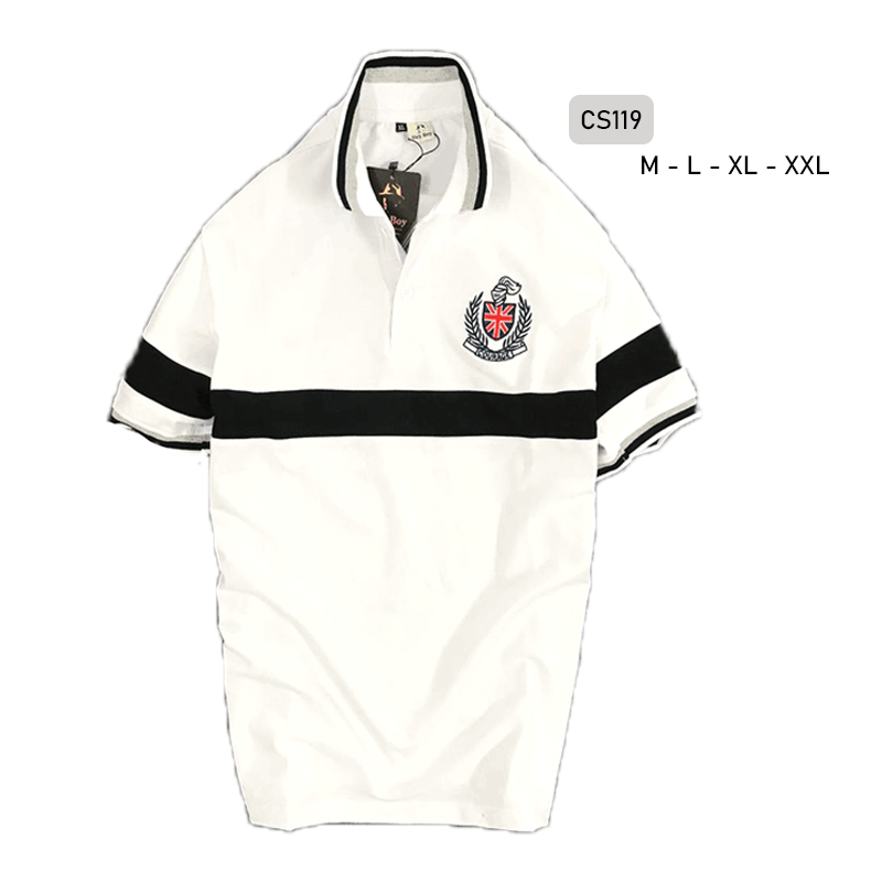 12257-45-2.png Áo Thun Nam Có Cổ Vải Cá Sấu Thêu Logo Cổ Phối - CS119