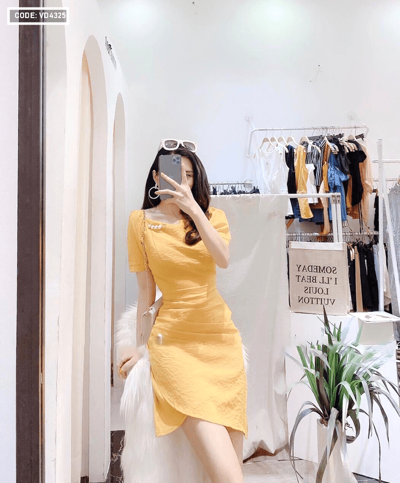 Váy maxi màu vàng đẹp, sang chảnh ( mẫu mới ) - Lyna Maxi
