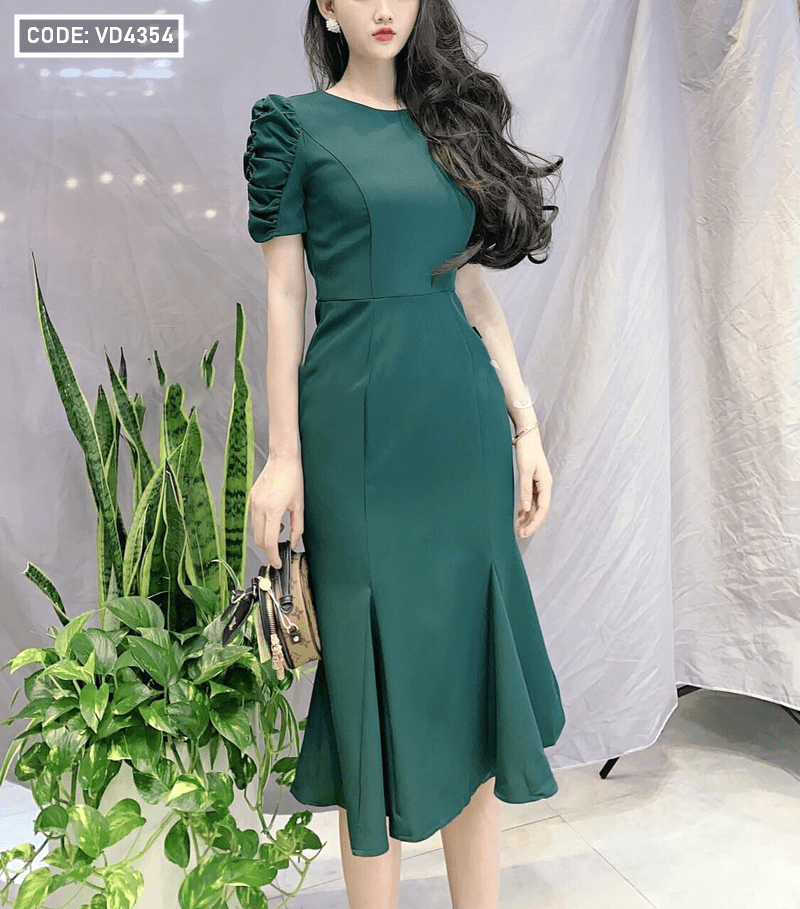 Đầm ôm công sở màu xanh cổ cách điệu KK160-40 | Thời trang công sở K&K  Fashion