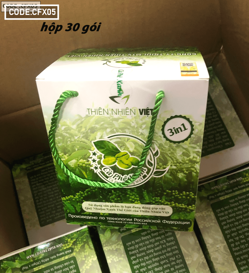 Phân phối Cafe xanh hộp lớn loại 30 gói Cafe xanh hộp lớn giá mới 225k/hộp