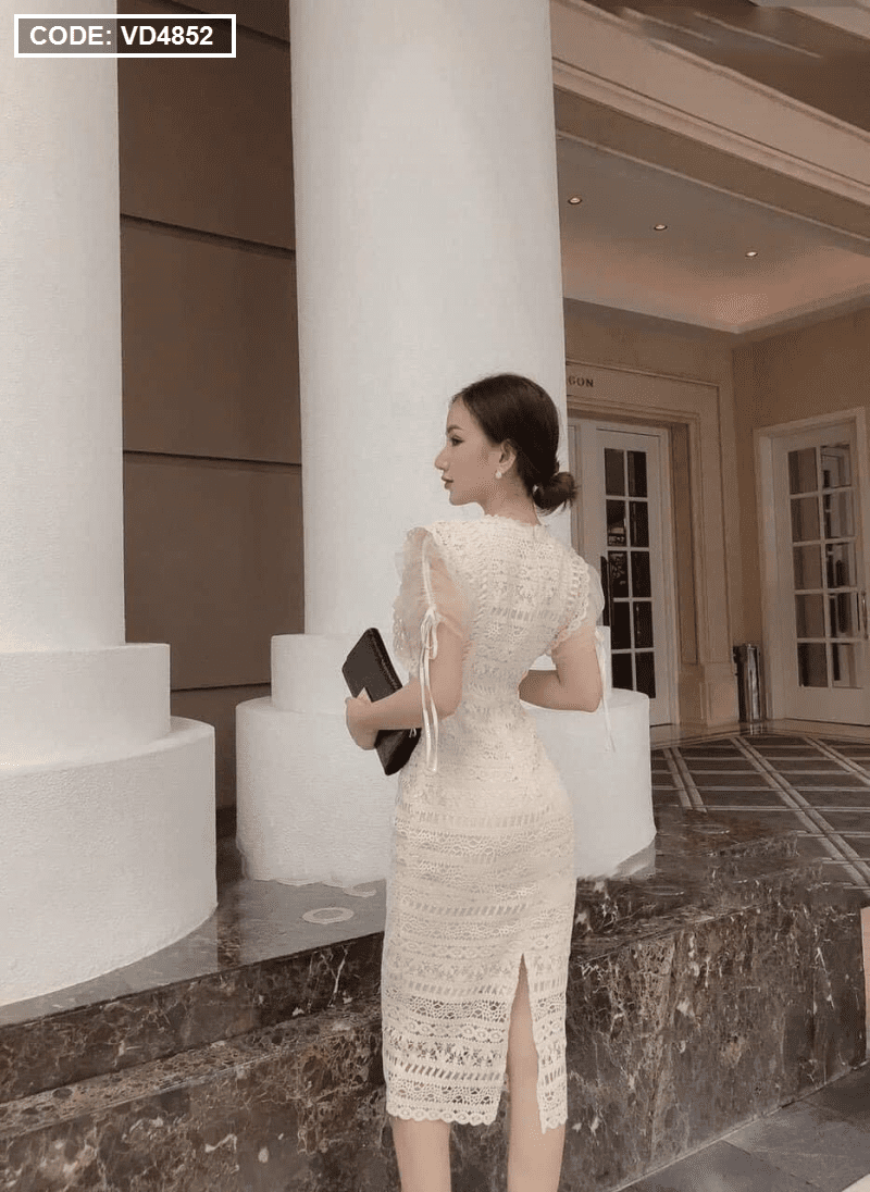Mẫu váy đầm ôm body xẻ tà dự tiệc cổ V ren xinh xắn, mẫu váy đầm ôm nữ mới  giá rẻ đẹp sexy sang chảnh | Shopee Việt Nam