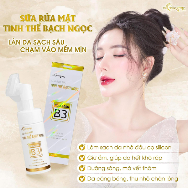 Sữa Rửa Mặt N Collagen Tinh Thể Bạc Bạch Ngọc