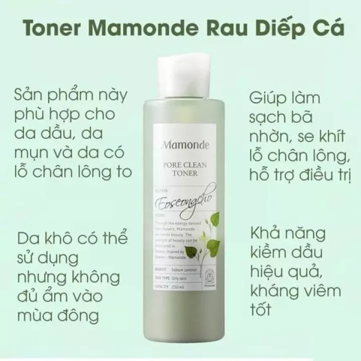 Nước hoa hồng diếp cá Mamonde kiểm soát nhờn cho da dầu 250ml Nước hoa hồng diếp cá Mamonde kiểm soát nhờn cho da dầu 250ml