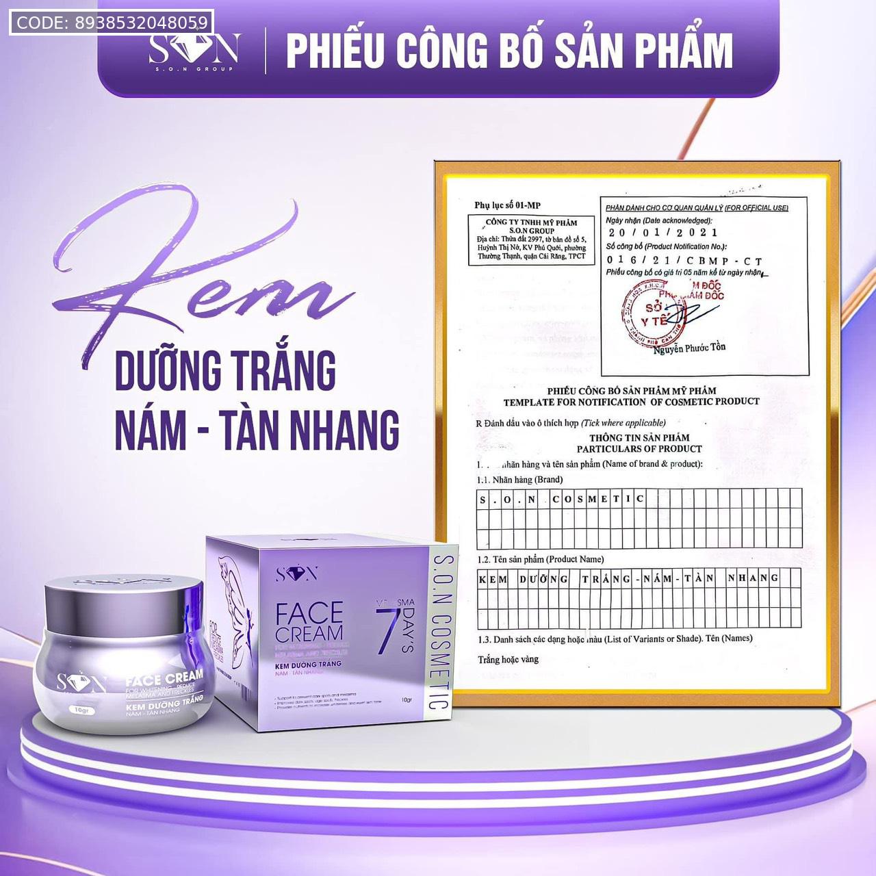 Nguồn sỉ kem Face SON Màu Tím Giúp Giảm Thâm Nám Nguồn sỉ kem Face SON Màu Tím Giúp Giảm Thâm Nám