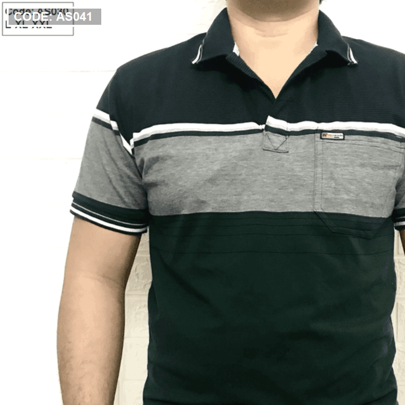 Kho sỉ áo Thun Sọc Nam Có Cổ Phối Viền Có Túi Thun Cotton
