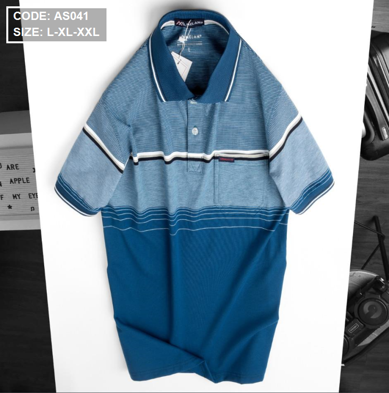 Kho sỉ áo Thun Sọc Nam Có Cổ Phối Viền Có Túi Thun Cotton
