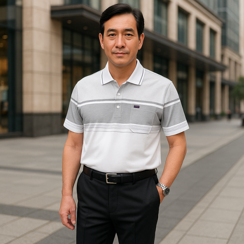 Kho sỉ áo Thun Sọc Nam Có Cổ Phối Viền Có Túi Thun Cotton