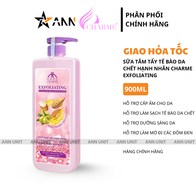 16130_1_20250913173522-3.png Sữa Tắm Cho Nữ Tẩy Tế Bào Da Chết Charme Exfoliating Hạt Hạnh Nhân Hương Nước Hoa Pháp 900ml - 8936194691552