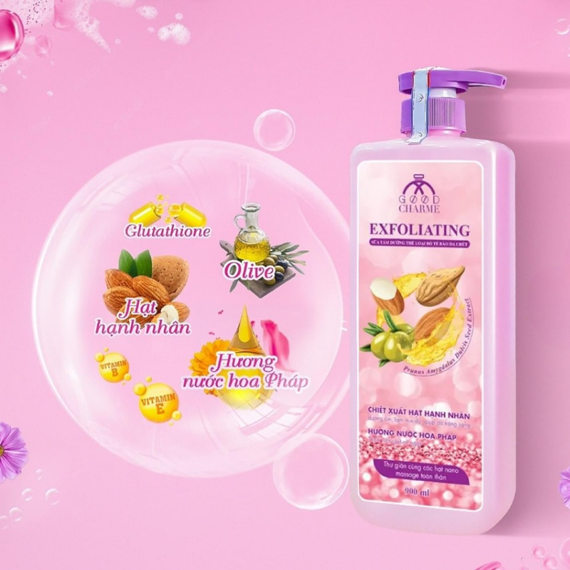 16130_8_20250913173529-2.png Sữa Tắm Cho Nữ Tẩy Tế Bào Da Chết Charme Exfoliating Hạt Hạnh Nhân Hương Nước Hoa Pháp 900ml - 8936194691552