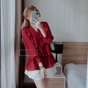 Set áo babydoll tầng phối quần short chanh sả - DB5910