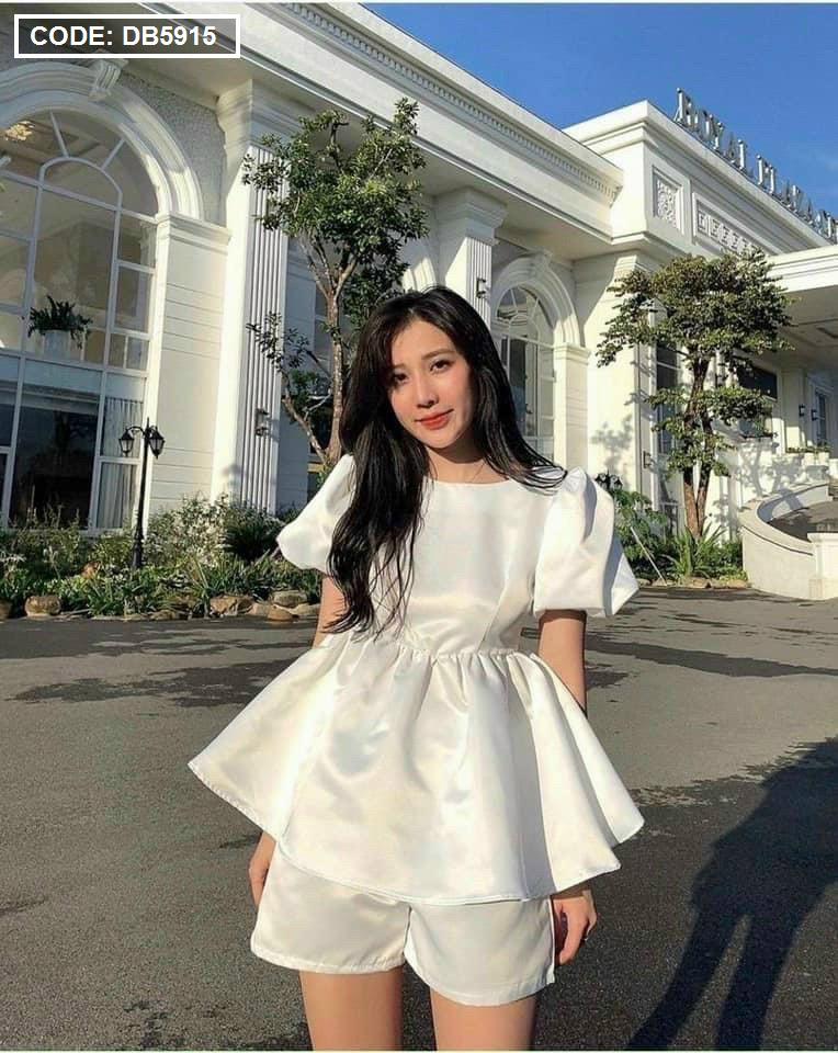 Đầm trắng babydoll cổ vuông tay phồng HL21-26 | Thời trang công sở K&K  Fashion
