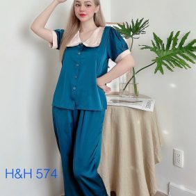 Đồ bộ nữ pijama tay ngắn quần dài vải latin - DB0631