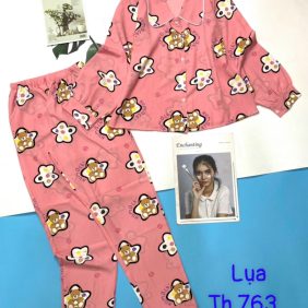 Set bộ pijama vải lụa tay dài quần dài - DB0757