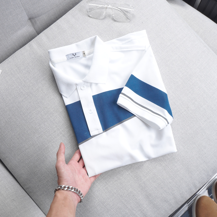 Áo Thun Polo Nam Cá Sấu Poly Phối Kẻ Sọc Màu (Có Size 3XL)