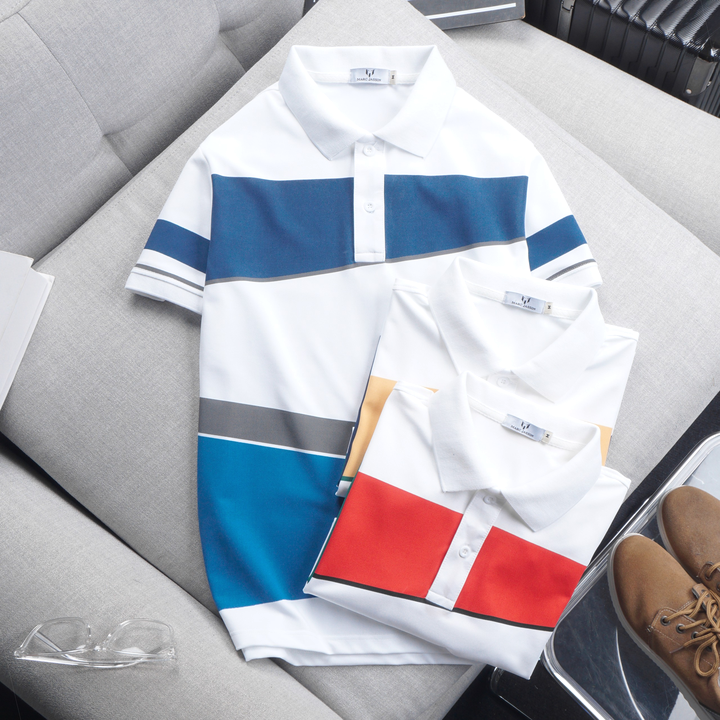 Áo Thun Polo Nam Cá Sấu Poly Phối Kẻ Sọc Màu (Có Size 3XL)