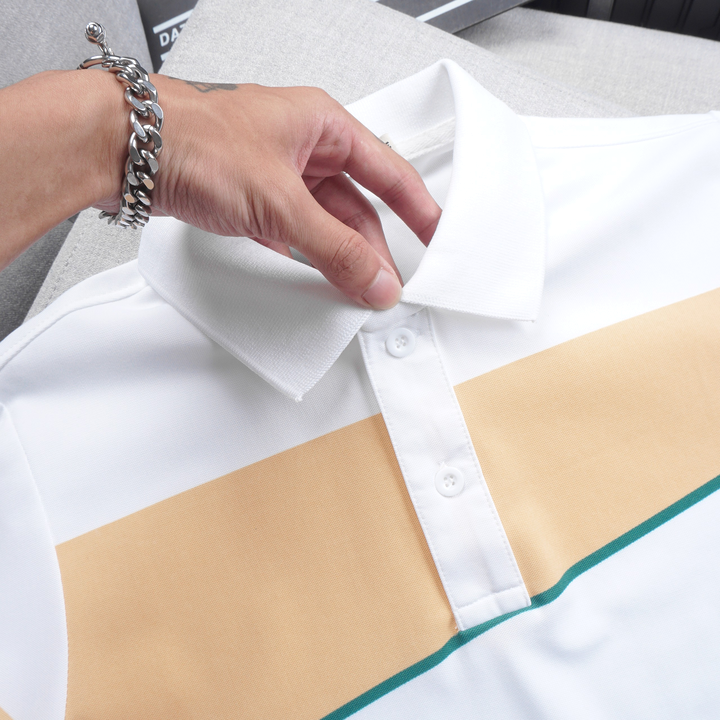 Áo Thun Polo Nam Cá Sấu Poly Phối Kẻ Sọc Màu (Có Size 3XL)