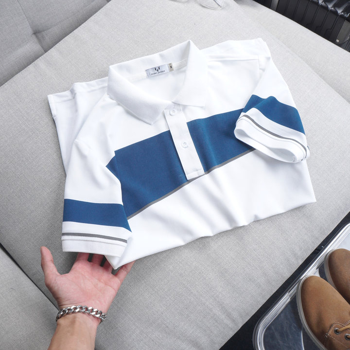 Áo Thun Polo Nam Cá Sấu Poly Phối Kẻ Sọc Màu (Có Size 3XL)