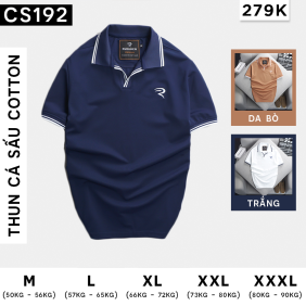 Áo Thun Nam Cá Sấu Polo Viền Bo Ngực Thêu Logo Chữ R (Có Size 3XL) - CS192