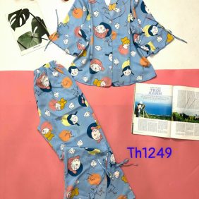 Đồ bộ pijama nữ tay lỡ cột nơ xinh xắn - DBO882