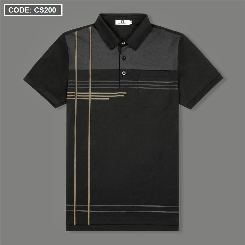 Áo Thun Nam Cổ Bẻ Sọc Nhuyễn Phối Túi (Có Size 3x)