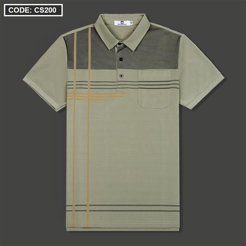 Áo Thun Nam Cổ Bẻ Sọc Nhuyễn Phối Túi (Có Size 3x)