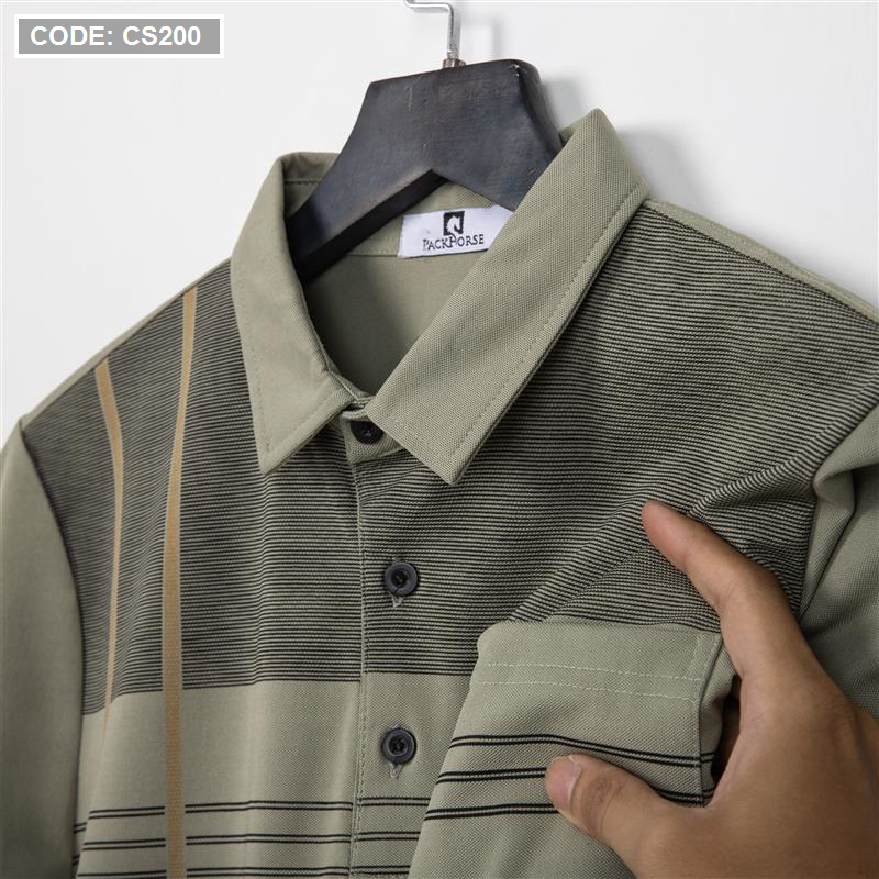 Áo Thun Nam Cổ Bẻ Sọc Nhuyễn Phối Túi (Có Size 3x)