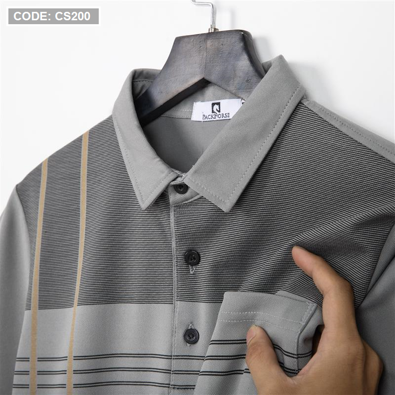 Áo Thun Nam Cổ Bẻ Sọc Nhuyễn Phối Túi (Có Size 3x)