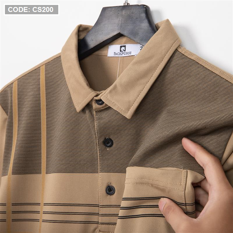 Áo Thun Nam Cổ Bẻ Sọc Nhuyễn Phối Túi (Có Size 3x)