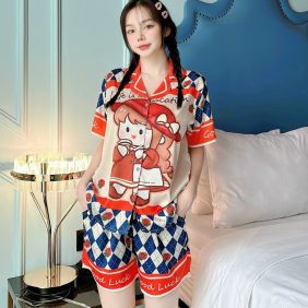 Đồ bộ pijama nữ quần đùi in hoạt hình 3d - DBO1026