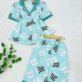 Đồ bộ mặc nhà pijama nữ quần lửng in hình gấu - DBO1248