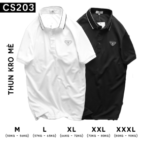 Áo Thun Nam Cổ Bẻ Phối Tag Chất Kro Mè - CS203