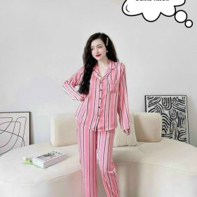 Đồ bộ pijama tay dài siêu mát quần dài họa tiết - DBO1333