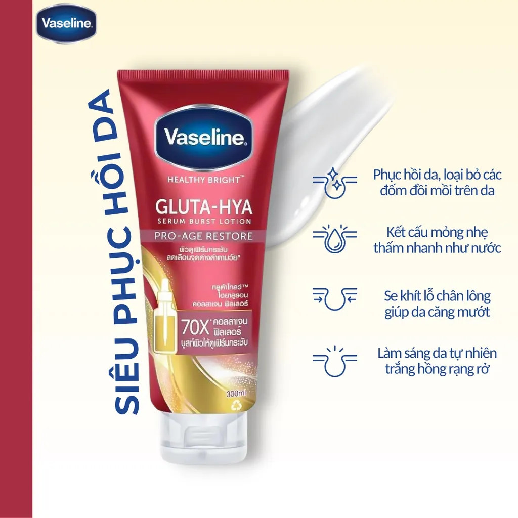 Nguồn sỉ sữa Dưỡng Thể Vaseline 70x Màu Đỏ Gluta Hya Serum Burst Lotion Pro Age Restore Thái Lan Nguồn sỉ sữa Dưỡng Thể Vaseline 70x Màu Đỏ Gluta Hya Serum Burst Lotion Pro Age Restore Thái Lan