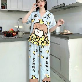 Đồ bộ dài pijama tay ngắn họa tiết siêu cute - DBO1396