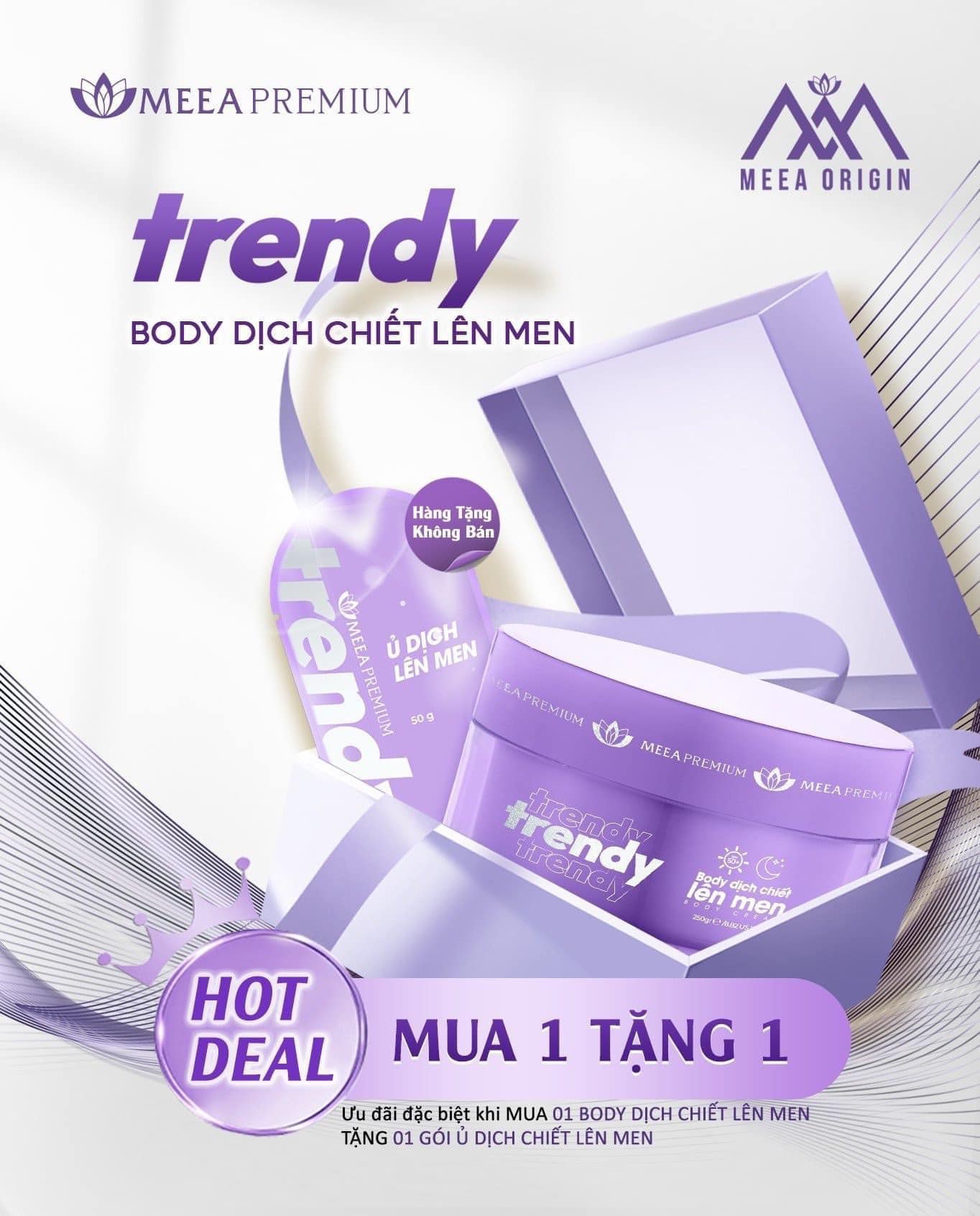 Kem Body Trendy Meea Origin Dịch Chiết Lên Men - Tặng 1 Gói Ủ Bơ Meea Kem Body Trendy Meea Origin Dịch Chiết Lên Men - Tặng 1 Gói Ủ Bơ Meea