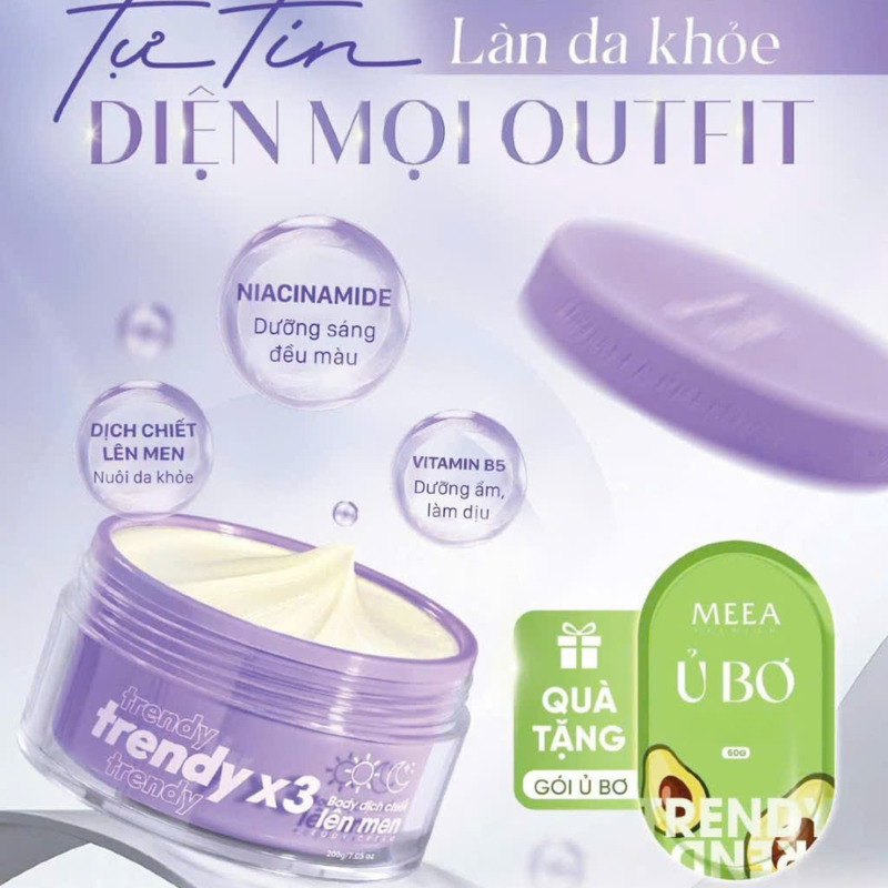 Kem Body Trendy Meea Origin Dịch Chiết Lên Men - Tặng 1 Gói Ủ Bơ Meea Kem Body Trendy Meea Origin Dịch Chiết Lên Men - Tặng 1 Gói Ủ Bơ Meea