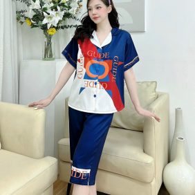 Đồ bộ lửng pijama áo tay ngắn cổ bẻ họa tiết - DBO1671