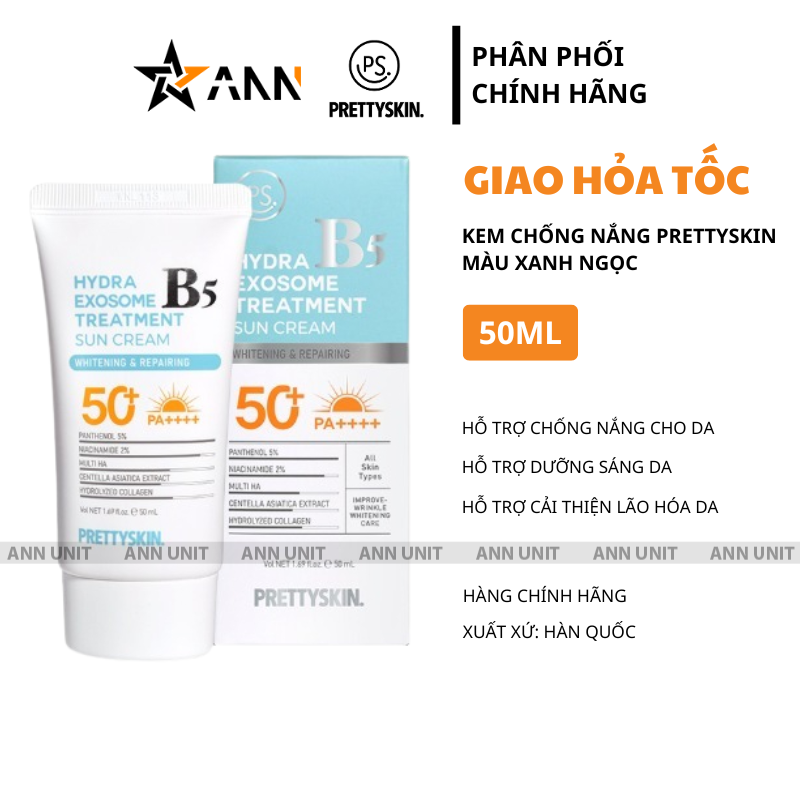 20047_15_20250625124355-1.png Kem Chống Nắng B5 PrettySkin 50ml Màu Xanh Ngọc - Hỗ Trợ Chống Nắng Dưỡng Sáng Cải Thiện Lão Hóa Da - 8809733215949