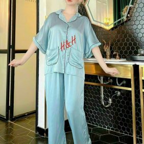 Đồ bộ quần dài pijama áo tay ngắn màu trơn - DBO2222