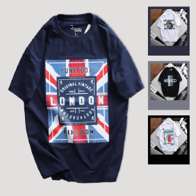 Áo Thun Nam Cổ Tròn Rurumen London Màu Xanh Đen Big Size - AB432