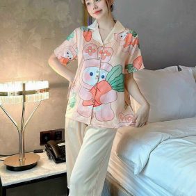 Đồ bộ quần lửng pijama áo tay ngắn họa tiết mặc nhà - DBO2523