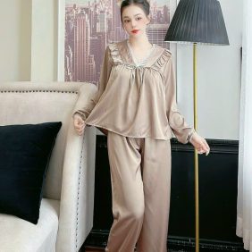 Đồ bộ quần dài áo tay dài pijama màu trơn - DBO2894