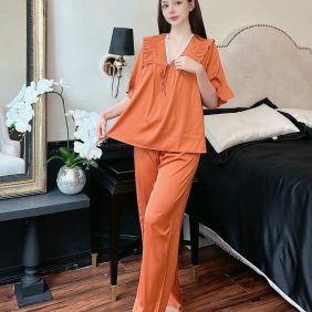 Đồ bộ pijama quần dài áo tay lỡ màu trơn - DBO2942