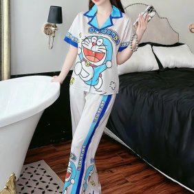 Đồ bộ quần dài pijama áo tay ngắn cổ bẻ hoạ tiết mặc nhà - DBO3060