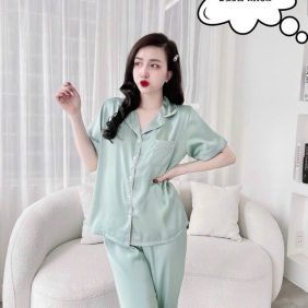 Đồ bộ pijama quần dài áo tay ngắn màu trơn - DBO3237