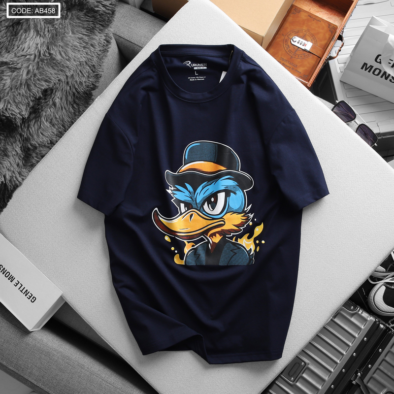 Mua sỉ áo Thun Nam Cổ Tròn Rurumen Màu Xanh Đen In Hình Cool Duck Big Size Mua sỉ áo Thun Nam Cổ Tròn Rurumen Màu Xanh Đen In Hình Cool Duck Big Size