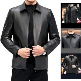 Áo Khoác Da Nam Cổ Bẻ Lót Lông Cao Cấp (Có size to 3x) - AK082