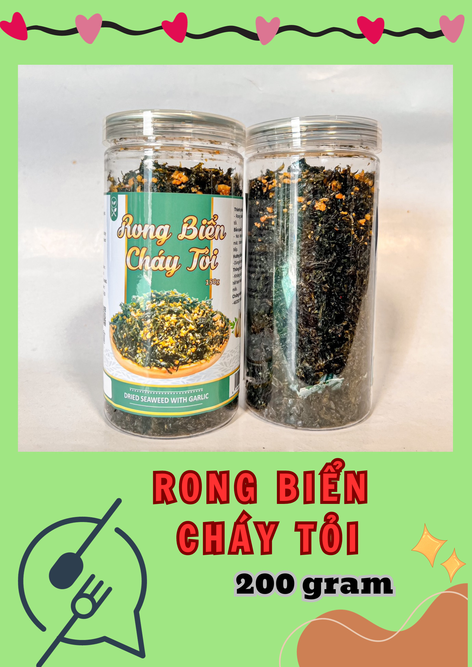 Rong Biển Cháy Tỏi Loại Ngon 200g Rong Biển Cháy Tỏi Loại Ngon 200g